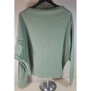 Free People We The Free‎ Sage Green Dolman Top Raw Edge Zip Shoulder Sz L